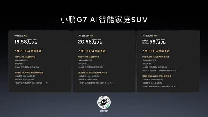 19.58万元起售，跨时代的AI汽车小鹏G7正式上市